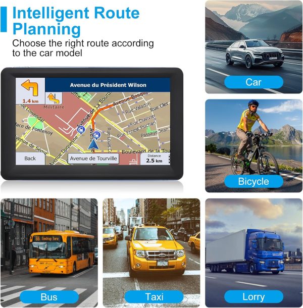 GPS Navigator for Car Truck RV, Latest 2025 Map, 7 inch Touch Screen Real Voice Spoken Turn-by-Turn Direction Reminding Navigation System for Cars, Vehicle GPS with Speed and Red Light Warning (Blue)